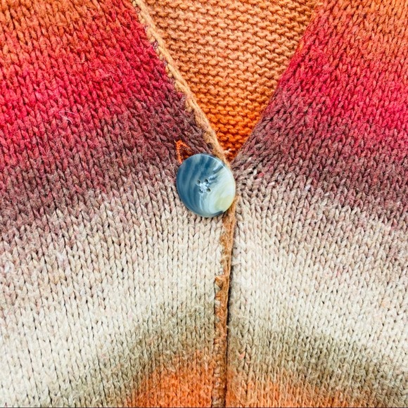 J. Jill Red Orange Ombre One Button Wool Blend Sweater Cardigan XS - Picture 5 of 7